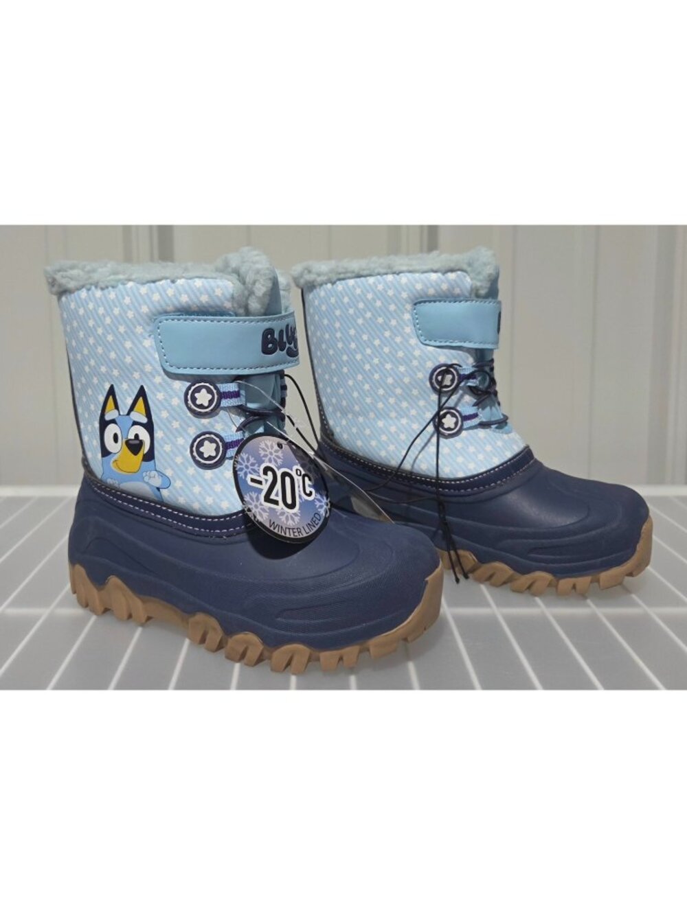 Bluey Hook & Loop Blue & White Sherpa Lined Snow Boots -- Toddler Size 9